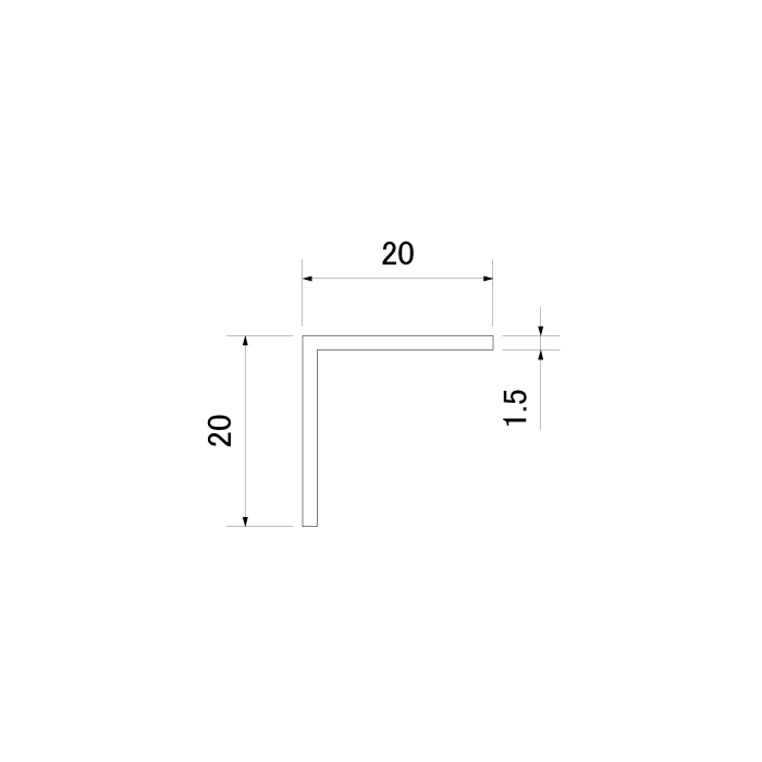 ビニール アングル 白 20x20x1820