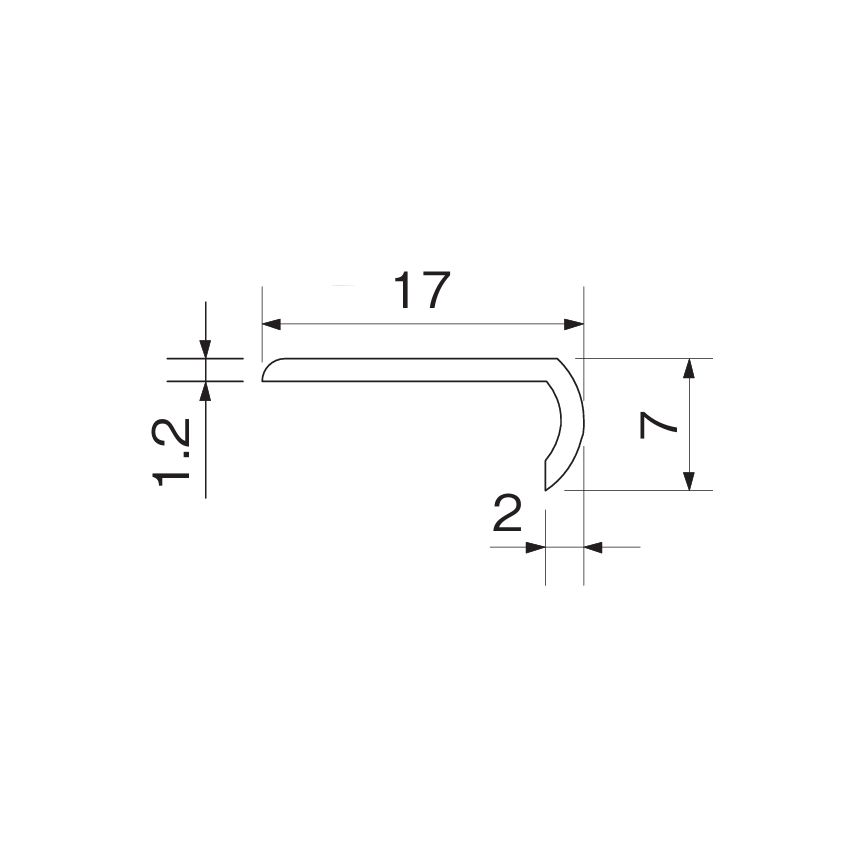 アルミ アールアングル シルバー(C) 7x17x1820