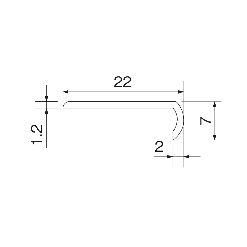 アルミ アールアングル シルバー(C) 7x22x1820