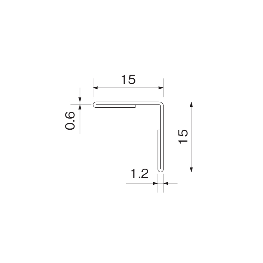 ステン 安全アングル HL（ヘアーライン） 15x15x3000