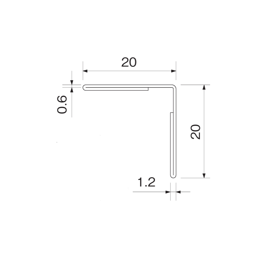 ステン 安全アングル HL（ヘアーライン） 20x20x3000