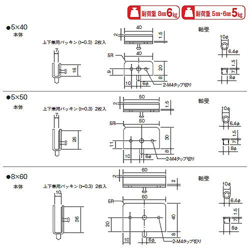 ステン 1号蝶番 HG（#600） 5・6x40｜スリーナイン島野オンラインショップ
