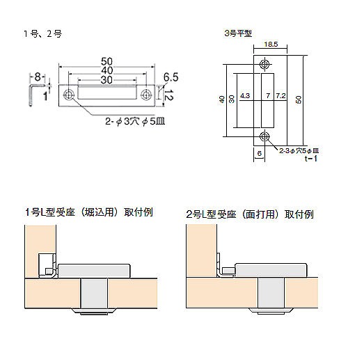 真鍮 シリンダー用 受座 3号(平型)生地｜スリーナイン島野オンライン