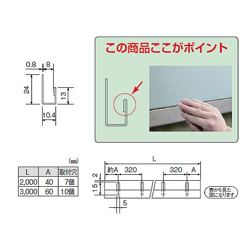 ステン 8ミリ安全片長チャンネル HL（ヘアーライン） 13S（長穴明5×20